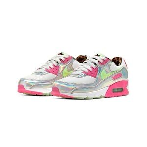 WMNS NIKE AIR MAX 90 LX WHITE "DAISY LEOPARD IRIDESCENT" SIZE 5